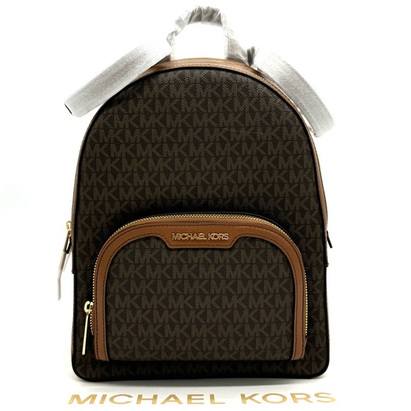 Michael Kors Jaycee Medium Zip Packet Backpack Brown Signature main image 4